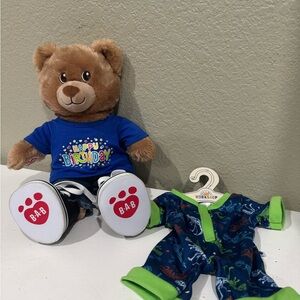 Build-A-Bear Happy Hugs Bear with Happy Birthday Outfit and Dinosaur Outfit